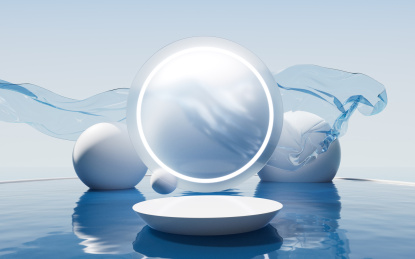 简约展示台与水面3D渲染