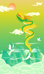 中国龙年龙抬头节日插画
