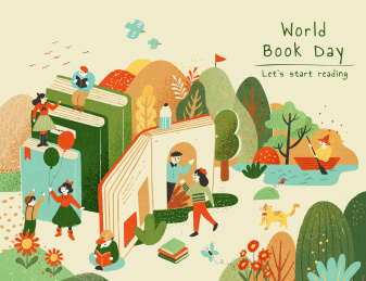 世界阅读与版权日童趣插图