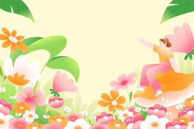 春季妇女节女孩矢量插画