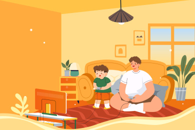 亲子家人矢量插画