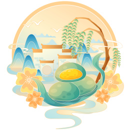 清明传统节日美食小场景透明底元素