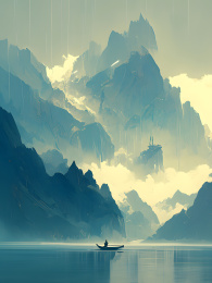 AI主题插画之国风山水