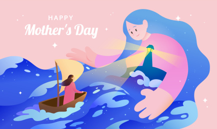 妈妈为迷航中的孩子指引方向 母亲节插图