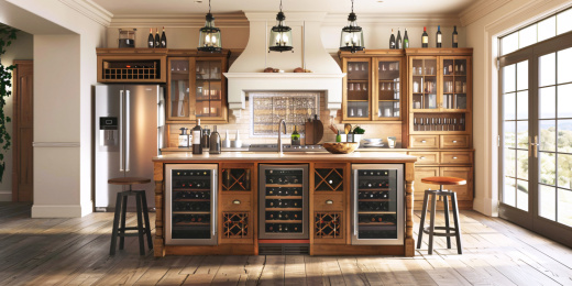 杏色厨房家居场景正面视图