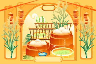 美食餐饮中国风矢量插画