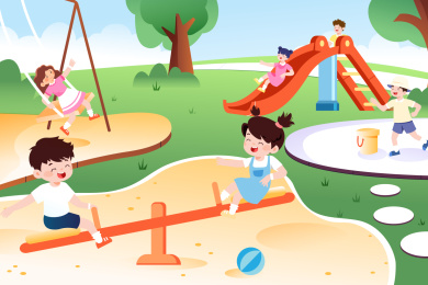 儿童游乐园矢量插画