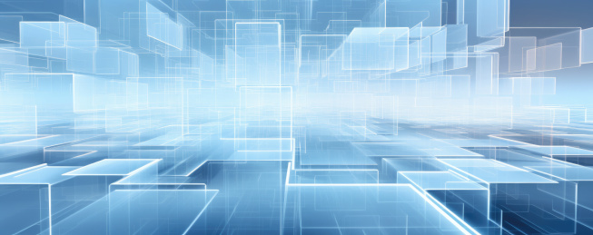 蓝色几何方块组合抽象背景