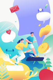 运动健身跑步矢量插画