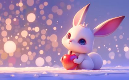 小兔子和苹果3D壁纸