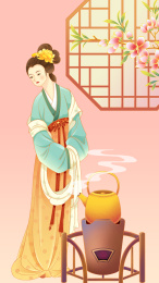 唯美国风仕女围炉煮茶