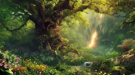奇幻森林里的神秘大树