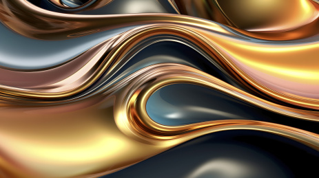数码科技液态金属金色抽象图形海报网页背景