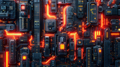 夜间照明建筑物的高角度视图