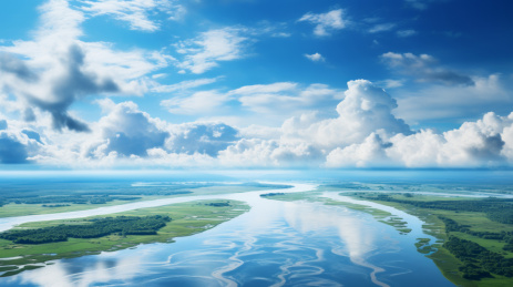 陆地与海洋的交汇处航拍