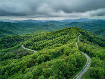 绿色山丘中的蜿蜒小路