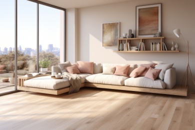 通透明亮的客厅大窗户舒适的沙发