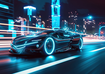 夜晚城市交通的汽车广告背景图