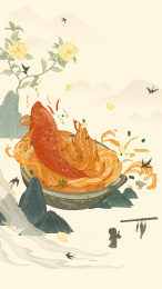 原创手绘二十四节气插画之小雪