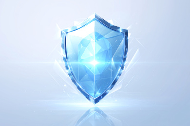 透明盾牌玻璃科幻质感插画