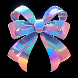 一个蝴蝶结全息色彩酸性设计三维物体