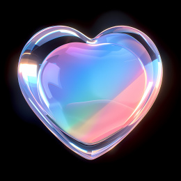 一个爱心全息色彩酸性设计三维物体