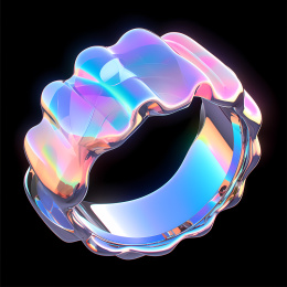 一个齿轮全息色彩酸性设计三维物体