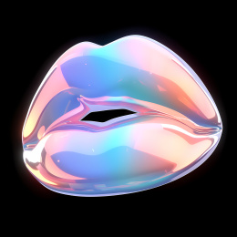 一个嘴唇全息色彩酸性设计三维物体