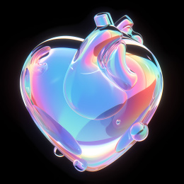 一个心脏全息色彩酸性设计三维物体