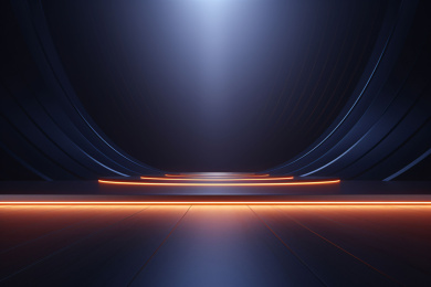 3d渲染产品展示豪华发光背景，科技展台概