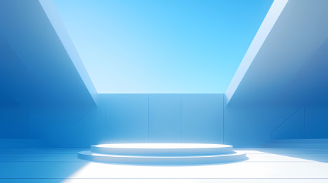 极简浅蓝色科技感舞台电商展台背景