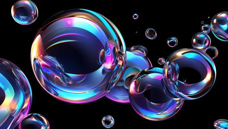 炫彩透明气泡玻璃球全息色彩3D插画