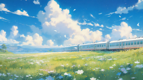 行驶在草原的火车