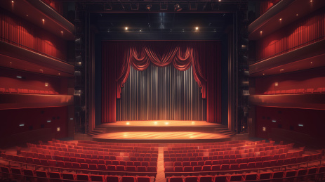 红色主色调的古典剧院内部环境