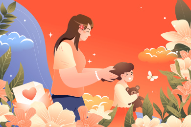 母亲节亲子矢量插画