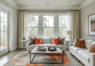 明亮客厅与彩色地毯