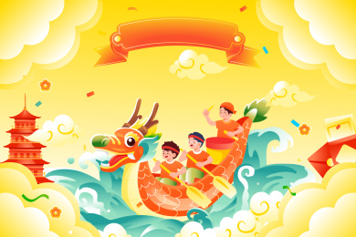 端午节龙舟矢量插画