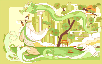 端午节屈原矢量插画