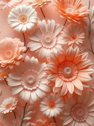 淡雅纸雕立体雏菊鲜花背景