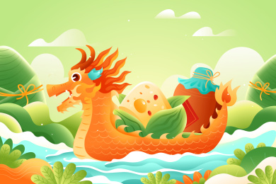 端午节粽子龙舟矢量插画