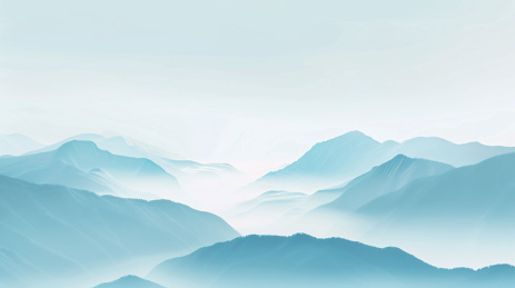 蓝色调水墨风山水画意境山水画概念插图