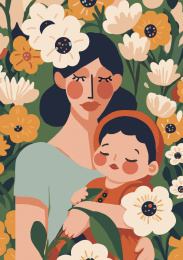 母亲节扁平风插画