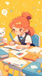 高考加油学生考试答题冲刺教育概念插画