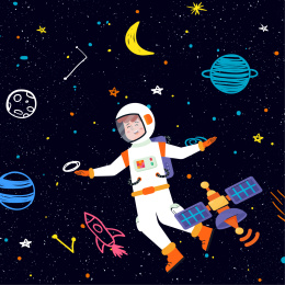 宇航员在奇幻的太空中探险