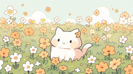 花丛中的猫咪