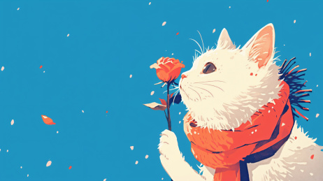 猫咪与玫瑰花