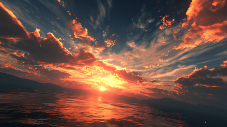 夕阳下的海岸线