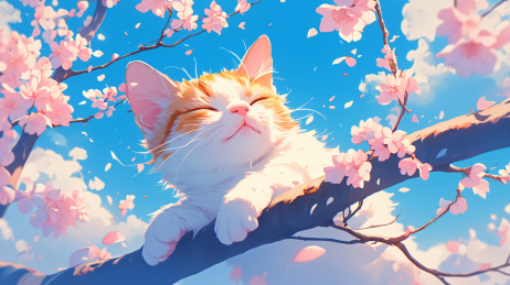 花枝上的橘猫