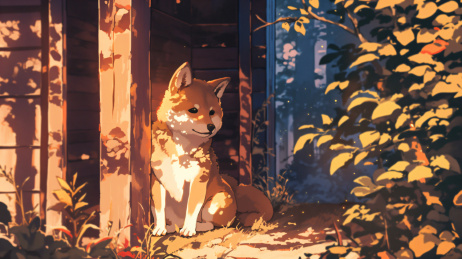 屋檐下的柴犬
