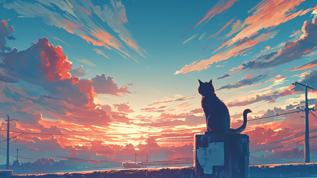 夕阳下的猫咪